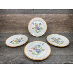 St CLEMENT France Floral pattern 8.25” Hand painted plates ~set Of 4